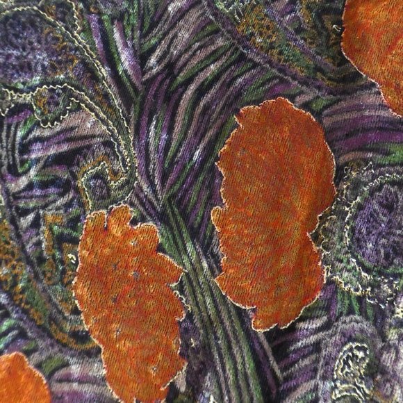 Vintage Chaus Skirt Full Brocade Velvet Lurex Smocked Waistband XL - Picture 5 of 7